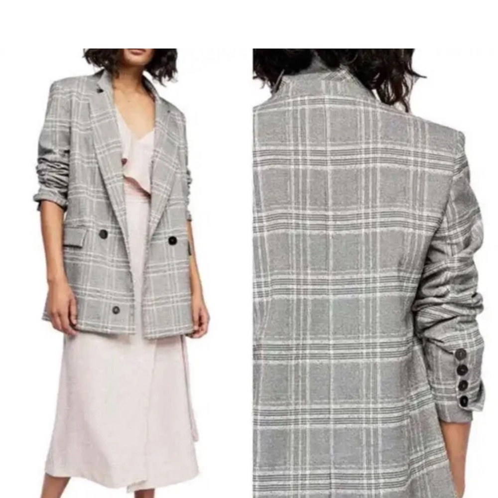 Free People Check Oversize Blazer Small
